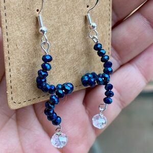 ❤️5 for $15 Handmade Blue Crystal Twist Silver Beaded Earrings